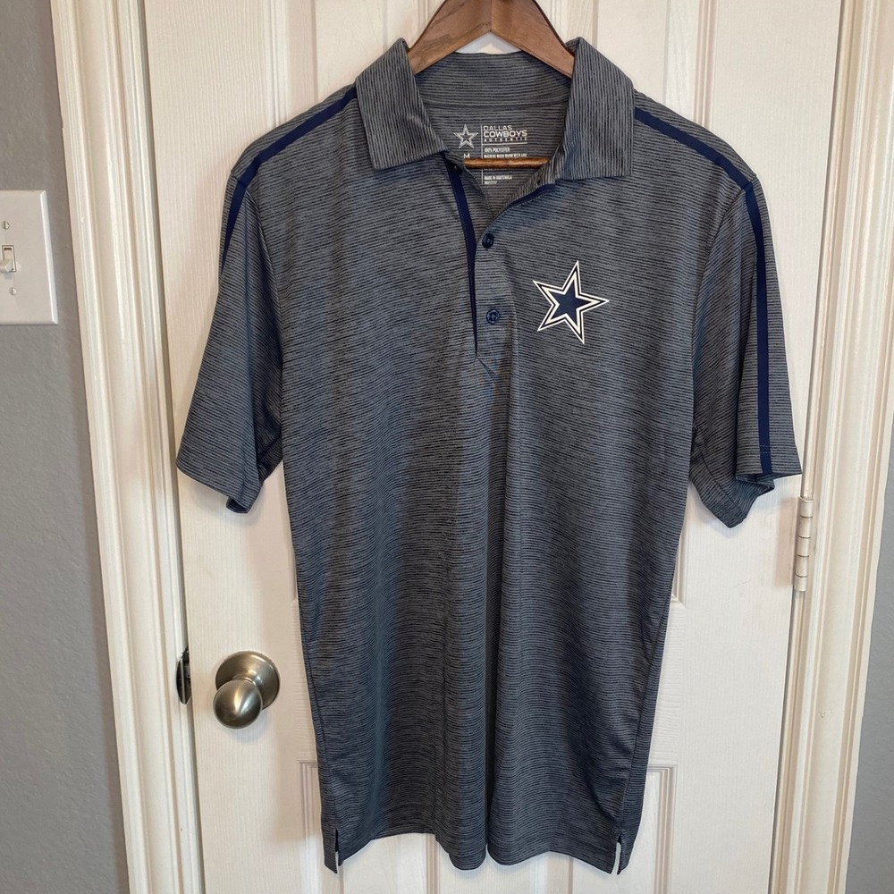 Dallas Cowboys Authentic Mens Medium Polo Shirt Navy‎ Gray Heathered NFL